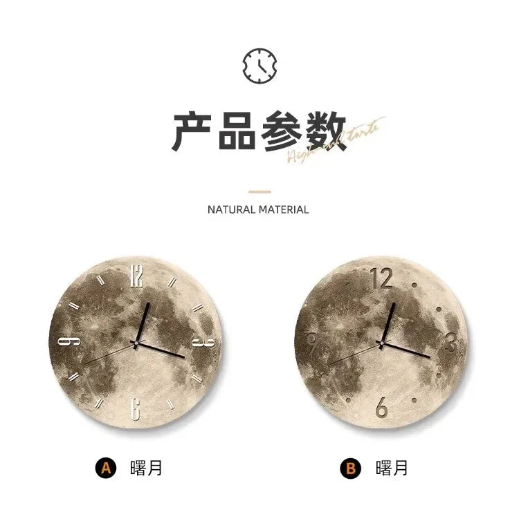 16 Inch Fashions Wall Clock Dining Room Living Moon The Earth Modelling LED Light Silent Movement Bedroom Clock Wall Decoration