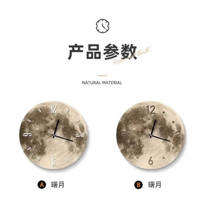 16 Inch Fashions Wall Clock Dining Room Living Moon The Earth Modelling LED Light Silent Movement Bedroom Clock Wall Decoration