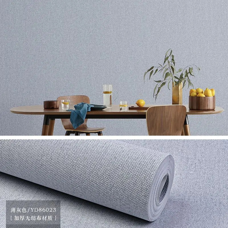 Modern Nordic Linen Textured Wallpaper – Eco-Friendly Non-Woven Solid Color Wall Covering
