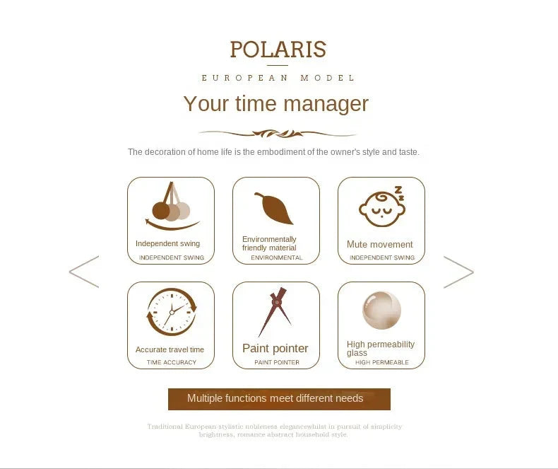 Polaris Light Luxury Home Design 60cm Wall Clock