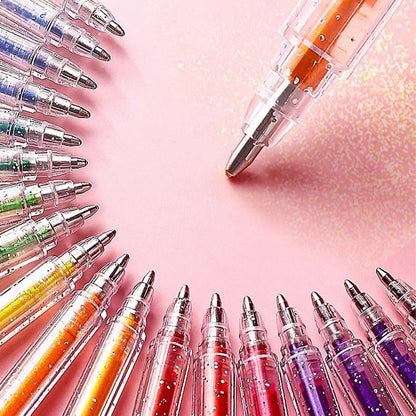 8/12/18 Color Glitter Gel Pen 1.0mm Metal Glitter Color Ballpoint Pen Paper Cardstock Diary Drawing Marking Coloring DIY Art