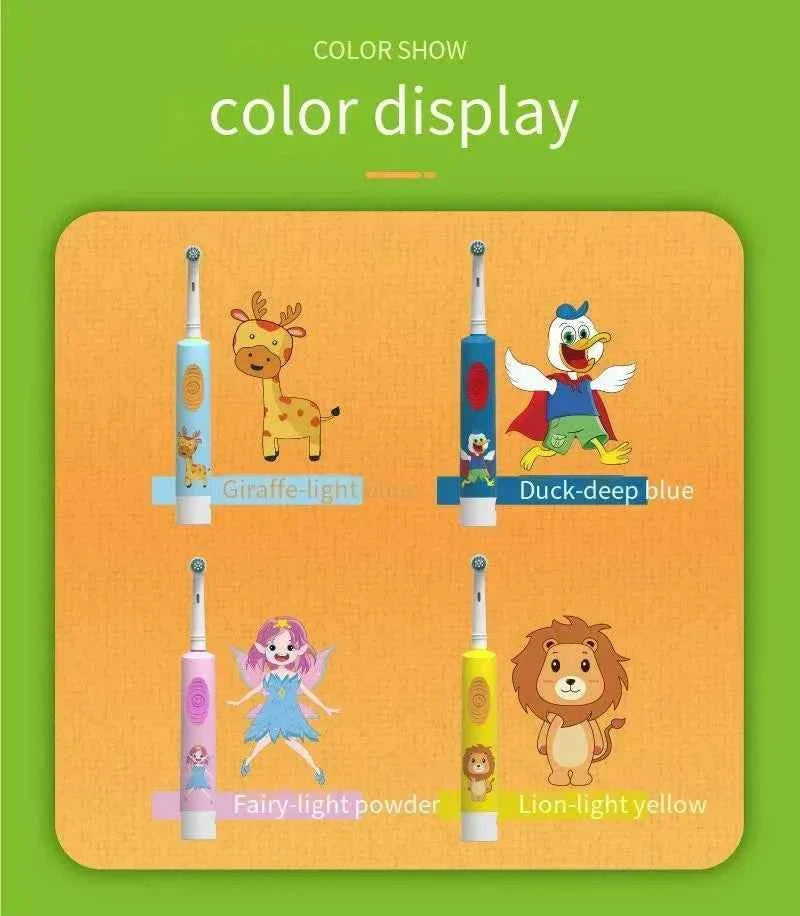 Kids Electric Toothbrush Colorful Cartoon Soft Bristle Rounded Vibrate Heads Teeth Brush Gum Care Battery Power 3-15 Years Old