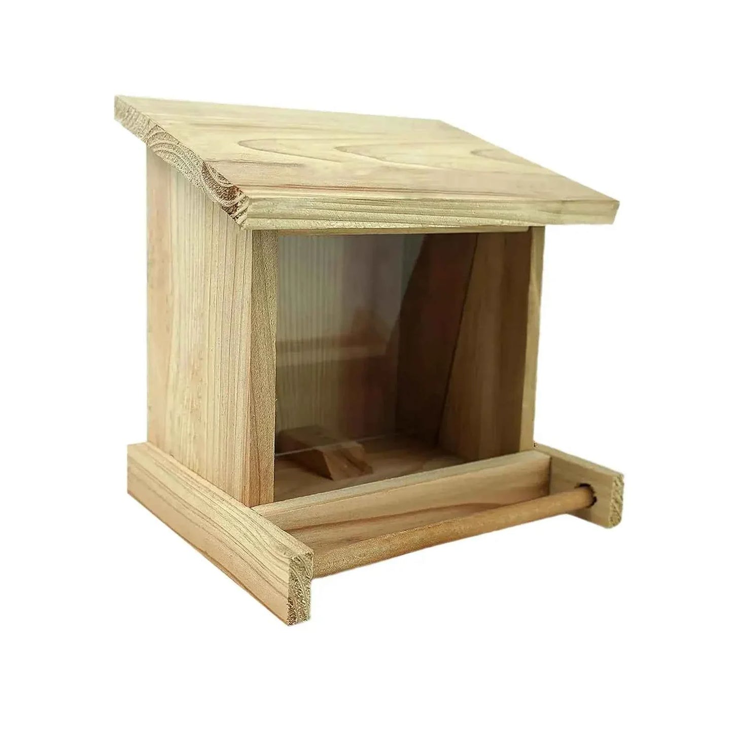 Wood Bird House Feeder with Perch, Outdoors Hanging Bird Feeding Station for Medium Small Birds Parrots