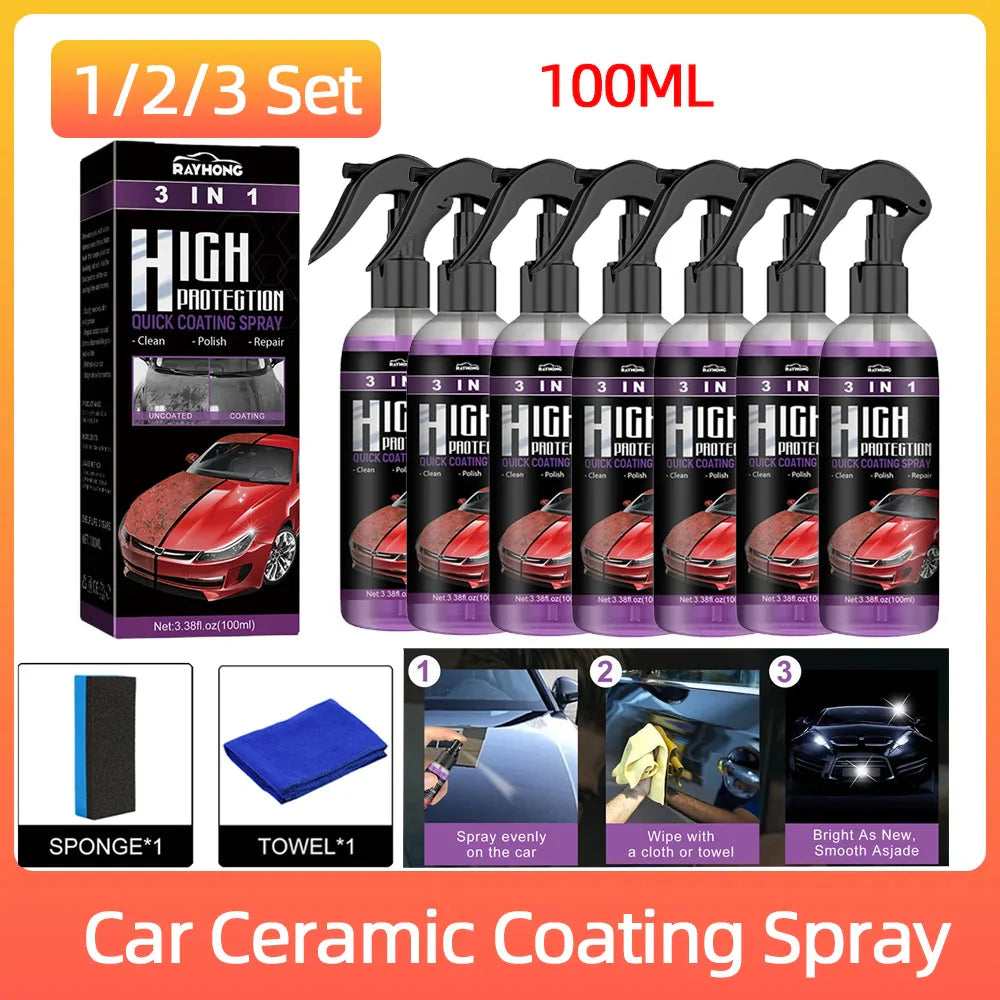 3 In 1 Car Ceramic Coating Spray High Protection Shine Armor Ceramic Car Wash Car Shield 30/100ml Polishing Spraying Wax Tools