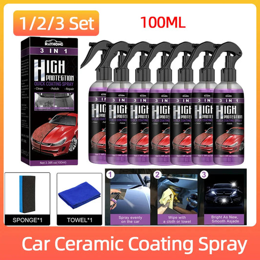 3 In 1 Car Ceramic Coating Spray High Protection Shine Armor Ceramic Car Wash Car Shield 30/100ml Polishing Spraying Wax Tools
