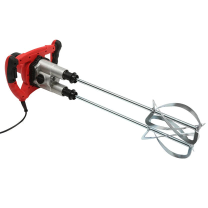 2 Paddle Cement Mixer Mortar Stirrer Concrete Paint Mortar Hand Mixer 6  Speeds Optional Red 1800W / Green 2800W