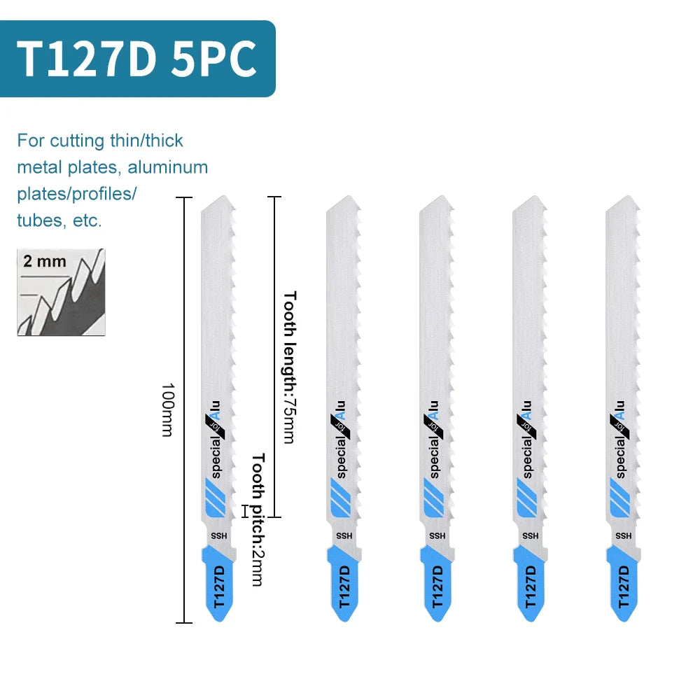 Premium T-Shank Jigsaw Blade Set - Multi-Material Cutting Kit for Wood, Plastic, and Metal - Compatible with Bosch/DEWALT/Makita