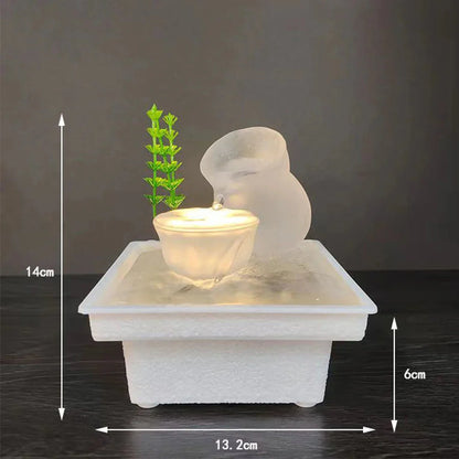 Mini Zen Desktop Fountain - LED Waterfall for Office Desk, Feng Shui Decor & Meditation Relaxation