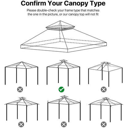 3x3m 2-Tier Garden Gazebo Replacement Canopy - Waterproof Oxford Patio Tent Roof