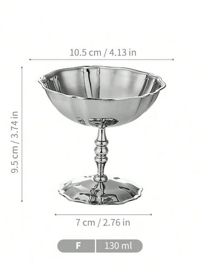 1pc Dessert Plate, Vegetable Bowl, Stainless Steel Ice Cream Cup, Tall Cup, Afternoon Tea Pudding Dessert Cup Cute Plates