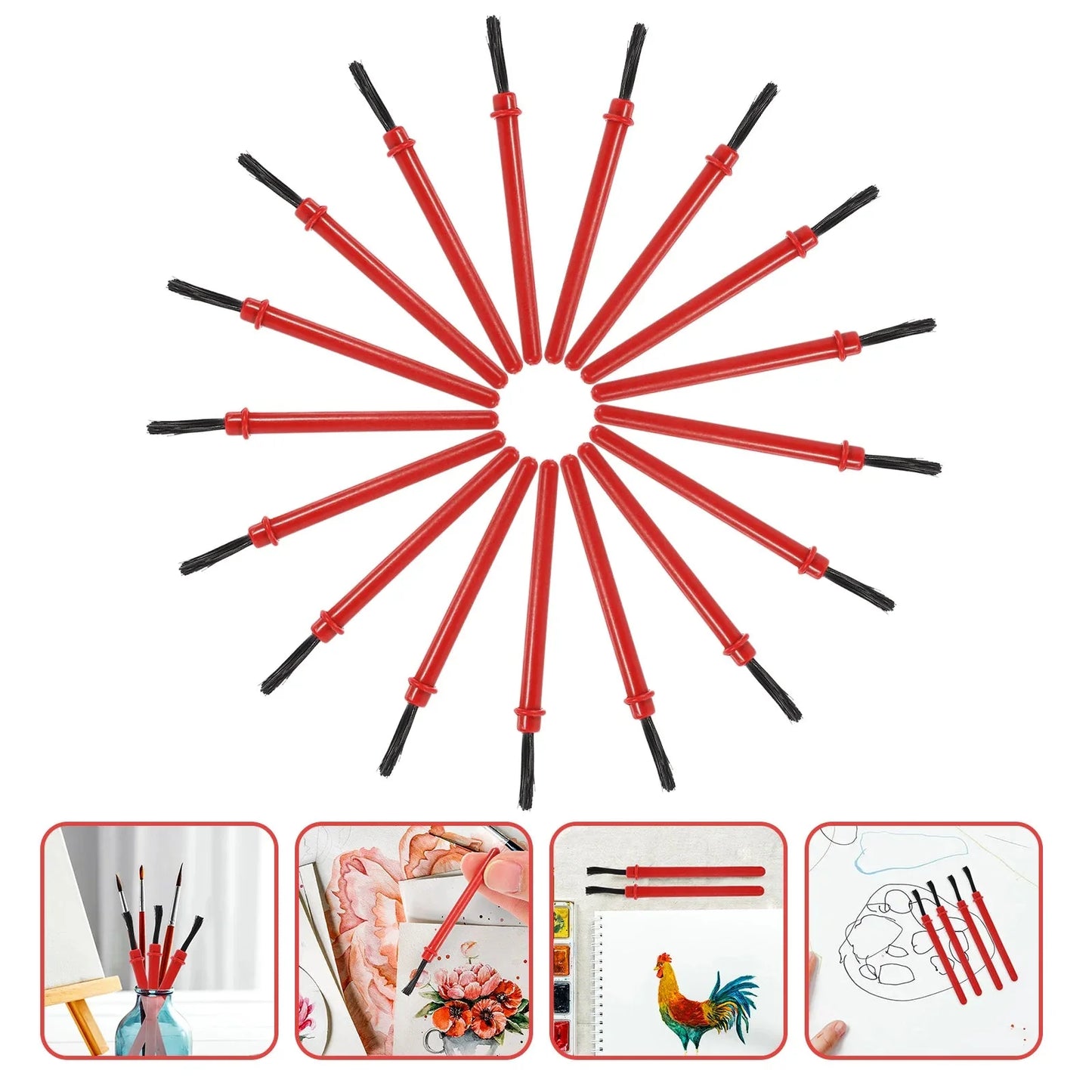 100Pcs Paint Brushes for Toddlers 2-4 Years Art Watercolor Acrylic Pigment Portable Durable PP Material Easy to Clean