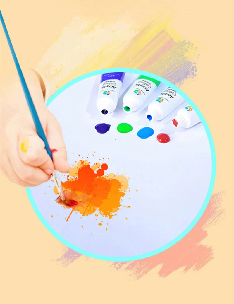 Acrylic Paint Set 12/18/24/36 Colors 12ml Tubes Non-Toxic Waterproof Art Craft Paints for Artists Kids Beginners School Supplies