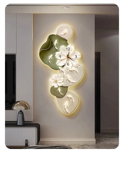 Wall Clock Modern Minimalist Nine Koi Fish Large Silent Wall Clock Home Decor Living Room Bedroom TV Background No Drilling