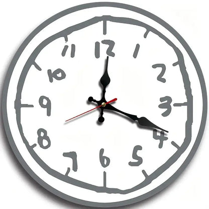 Creative Hand Drawing Wooden Silent Hanging Wall Clock, For Living Room, Office, Study Room, Bedroom, Home Decoration