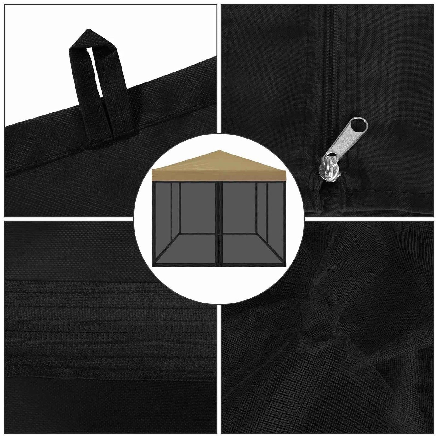 Gazebo Universal Replacement Mosquito Netting Outdoor Gazebo Canopy 4-Panel Screen Walls with Zipper (Mosquito Net Only)