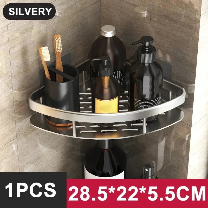Bathroom Shelf Kitchen Storage Organizer Aluminum Alloy Shampoo Rack Shower Shelf Bathroom Accessories No Drill Shelf
