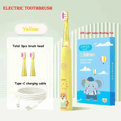 Kids Sonic Electric Toothbrush Cartoon with Colorful LED Light IPX7 Waterproof Overall Clean Teeth Rechargeable Care Toothbrush