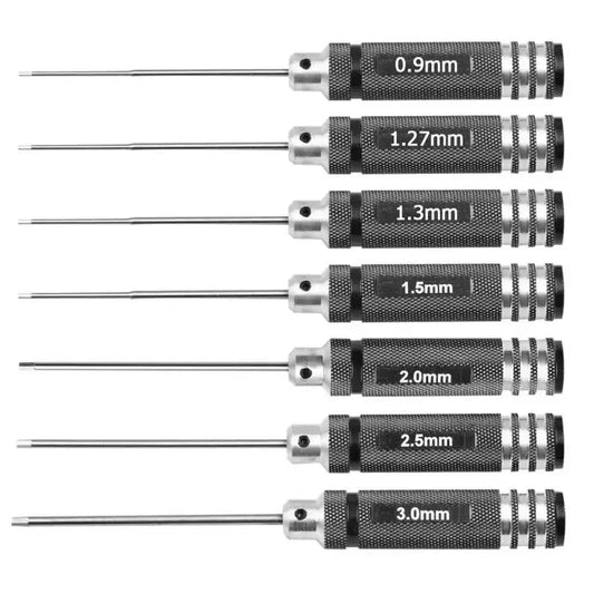 7-Piece Precision Hex Screwdriver Set - White Steel Tool Kit for RC Models & Drones