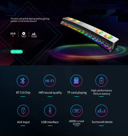 High Quality Bluetooth Speakers Sound Bar RGB 3D Stereo Surround Subwoofer AUX FM Radio Home Clock Computer Music Center Hot New