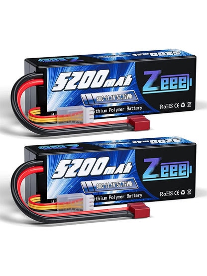 Zeee 3S LiPo RC Battery 11.1V 5200mAh 80C Hardcase w/ Plugs