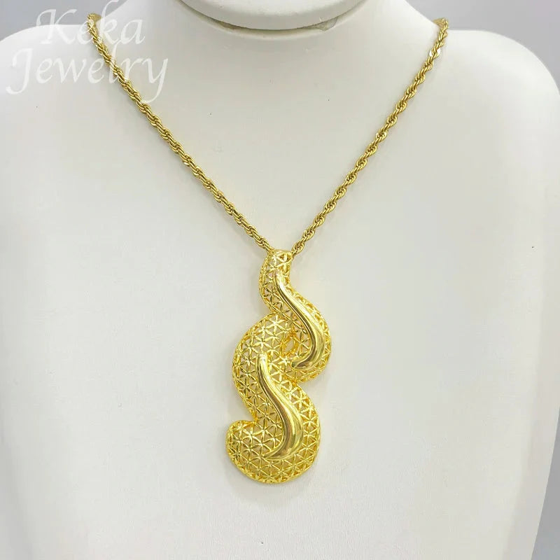 Dubai Golden Jewelry Sets for Women Luxury Italian Bridal Necklace Pendant Earrings Wedding Party Accessories Lady Gifts