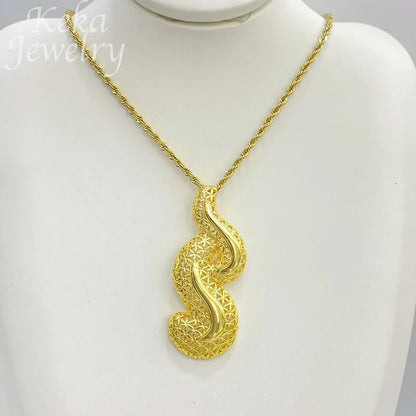 Dubai Golden Jewelry Sets for Women Luxury Italian Bridal Necklace Pendant Earrings Wedding Party Accessories Lady Gifts