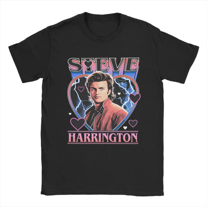 Men T-Shirts Steve Harrington Fun Cotton Tees Short Sleeve Christmas T Shirt Crewneck Clothes Graphic Printed