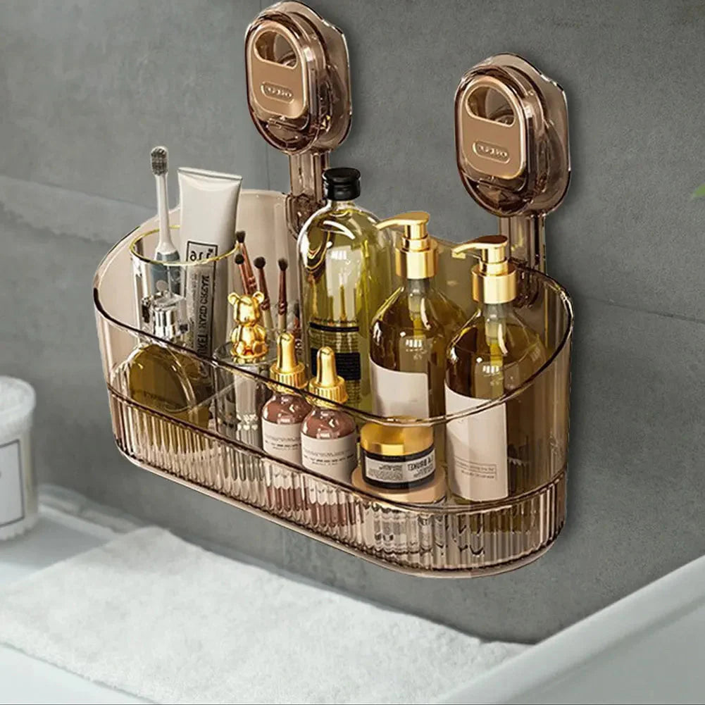 Hanging Shower Shelf Suction Storage Box Large Capacity & Strong Load-Bearing Removable Shower Basket Suction Cup for Bathroom
