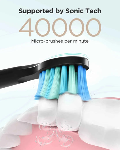 Fairywill FW-D7 Sonic Electric Toothbrush Set - 5 Modes Rechargeable Adult Toothbrush with Travel Case & 8 Heads