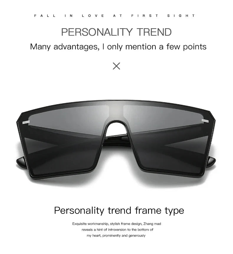 Oversized Square Sunglasses Women 2024 Luxury Brand Fashion Flat Top Red Black Clear Lens Men Fishing Shade Mirror UV400