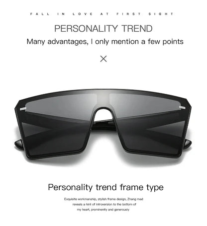 Oversized Square Sunglasses Women 2024 Luxury Brand Fashion Flat Top Red Black Clear Lens Men Fishing Shade Mirror UV400
