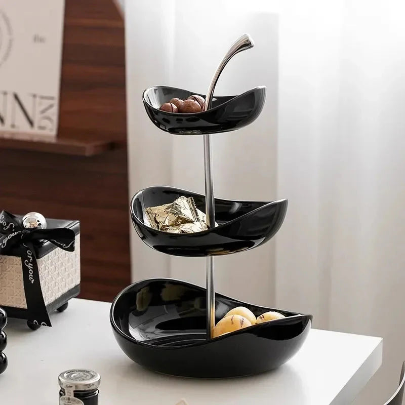 Fruit Plate Home Living Room Coffee Table Ornaments Candy Dish Placed Snack Tray Multi-layer High-grade Fruit Plate