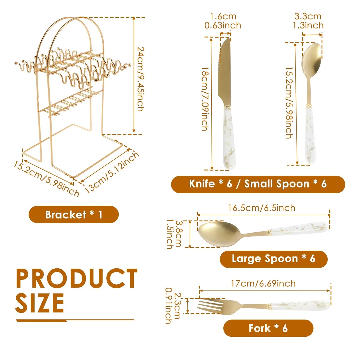 24 Pcs Silverware Set with Hanging Holder Stainless Steel Flatware Set Service for 6 Utensils Set Mirror Polished Tableware Set