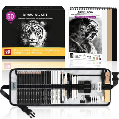 42/46/60/68/72/146pcs Drawing Supplies Sketching Set,Art Kit include Drawing & Colored Pencils.Pro Art Sketch Supplies
