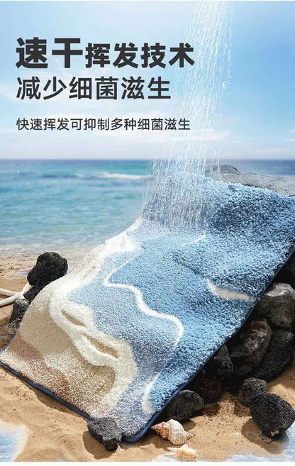 Bathroom Mat, Absorbent Anti Slip, Dirt Resistant Door Mat for Bathroom Entrance,Foot Mat, Flocking, Wave Shaped,Home Decoration