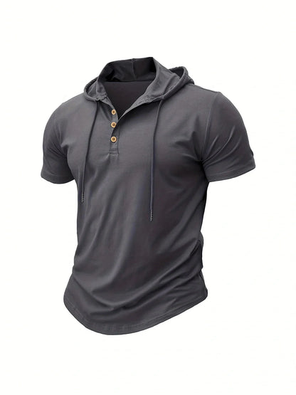 Men T Shirts  Summer Slim Fitness Hooded Short-Sleeved Bodybuilding Quick Dry Tshirt Male Gym Clothes Breathable Sports Tops