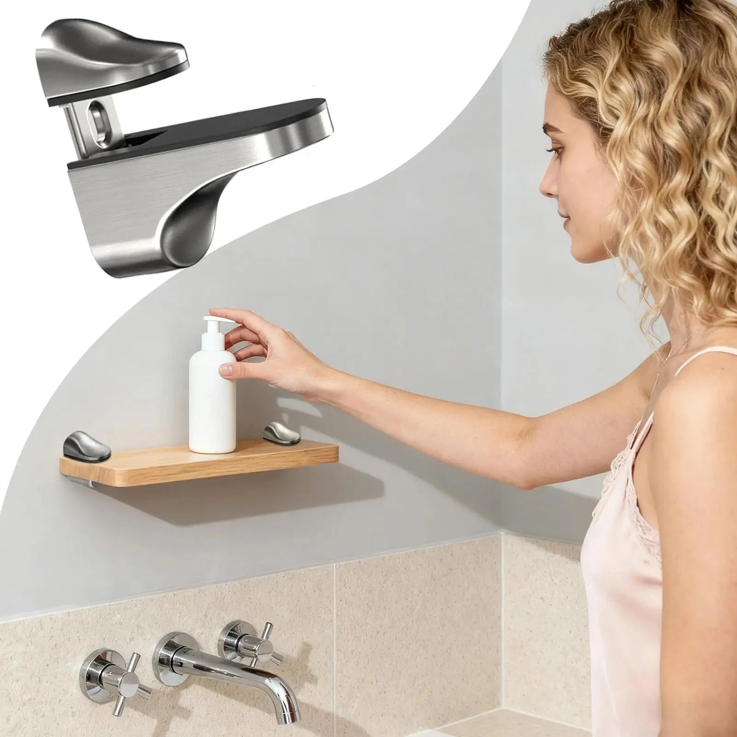 Shelf Brackets Adjustable Shower Glass Shelf Brackets Holder Parts Holder Support Clip Hardware for Wood Acrylic Cabinet Bar