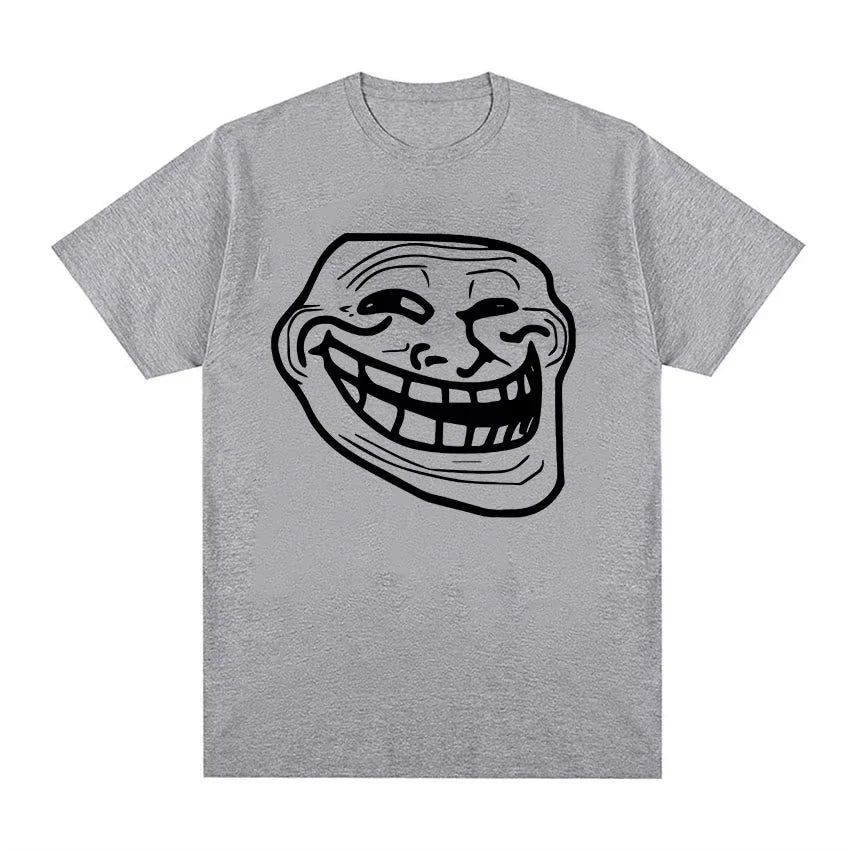 Short Sleeve Cotton T-shirts for Men and Women Funny Memes Retro Fashion Troll Face Angry Men Harajuku Streetwear