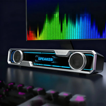 PC Sound Bar Wired Bluetooth Speaker RGB Colorful Abyss Light USB Wired Speakers for TV PC Laptop Gaming Surround Sound Audio