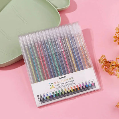 8/12/18 Color Glitter Gel Pen 1.0mm Metal Glitter Color Ballpoint Pen Paper Cardstock Diary Drawing Marking Coloring DIY Art