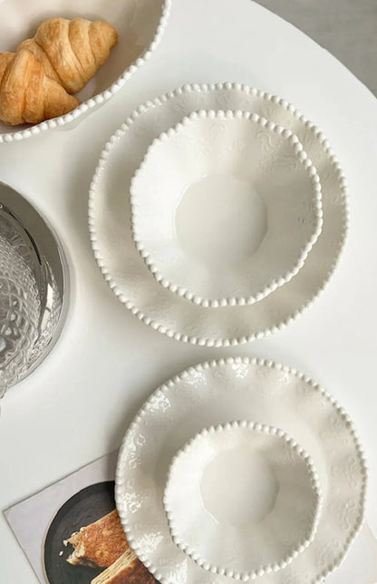Ceramic Pearl Plates & Bowls Set - Practical Breakfast Tableware, Perfect for Modern Home Dining & Daily Use