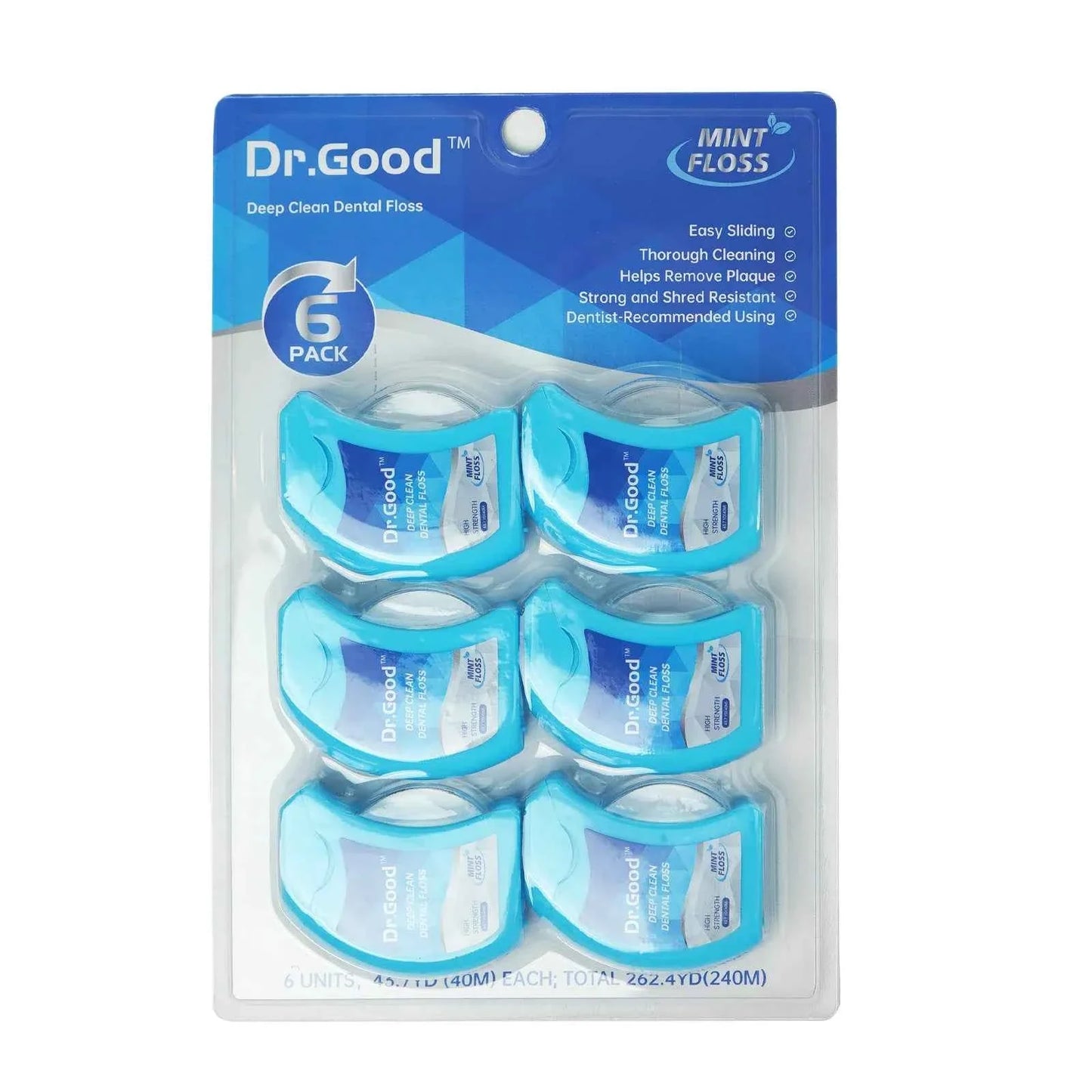 6 packs of mint floss，40 meter durable pack，Smooth Floss