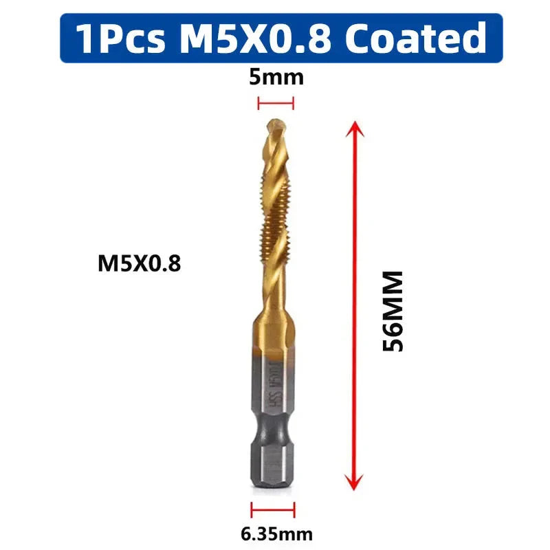 LiYu Shank Titanium Plated HSS Screw Thread Metric Tap Drill Bits Screw Machine Compound Tap M3 M4 M5 M6 M8 M10 Hand Tools