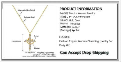 SUNSLL Cubic Zircon Rotatable Crown Cross Pendant Necklaces Classic Stainless Steel Chain Banquet Party Jewelry For Women Men
