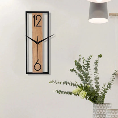 Rectangular wood grain wall clock for quiet decoration in homes and offices used in living rooms bedrooms and dining rooms