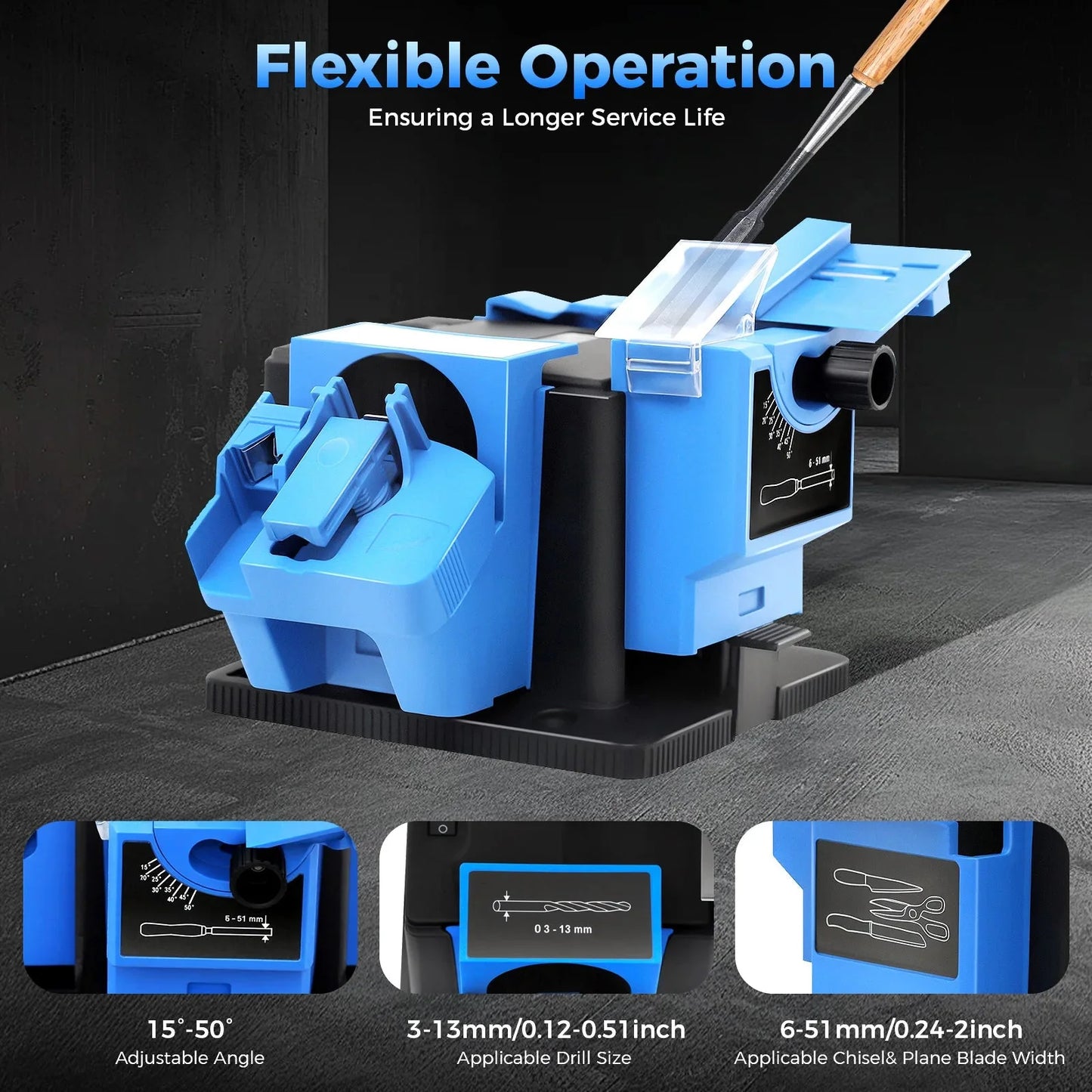 Electric 3mm-13mm Drill Bit Sharpener Household Grinding Tools Multifunctional Grinding Machine for Plane Knives, Scissors