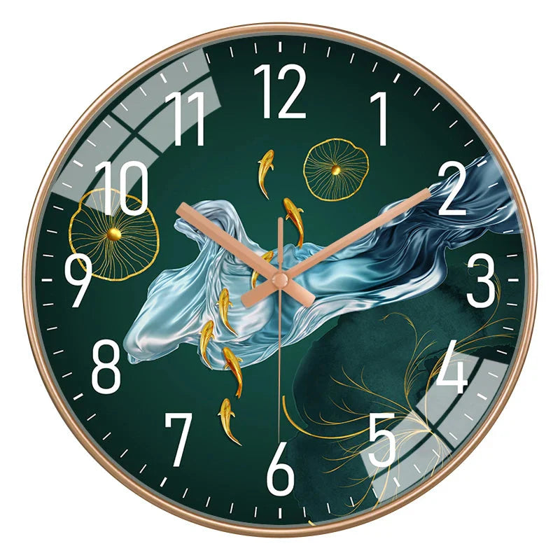 Simple Luxury Quartz Clock Hanging Wall Fish Decoration Modern Style Restaurant Living Room Home Decor Clock 8 10 12 Inche