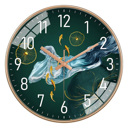 Simple Luxury Quartz Clock Hanging Wall Fish Decoration Modern Style Restaurant Living Room Home Decor Clock 8 10 12 Inche