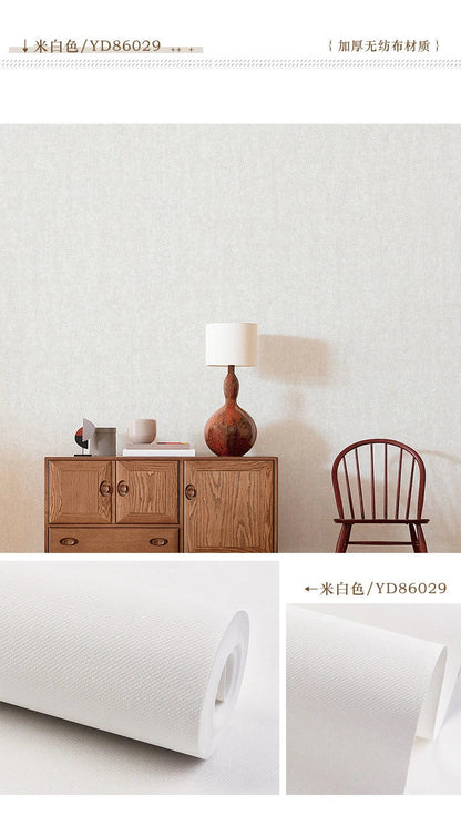 Modern Nordic Linen Textured Wallpaper – Eco-Friendly Non-Woven Solid Color Wall Covering