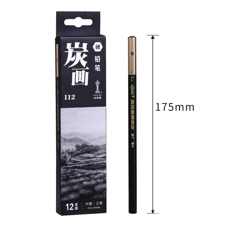 Specialized Sketch Charcoal pencils,Hard,Neutral,Soft Refills,Drawing Pencils,Art Student,Master Fine Arts Supplies 12pcs Box